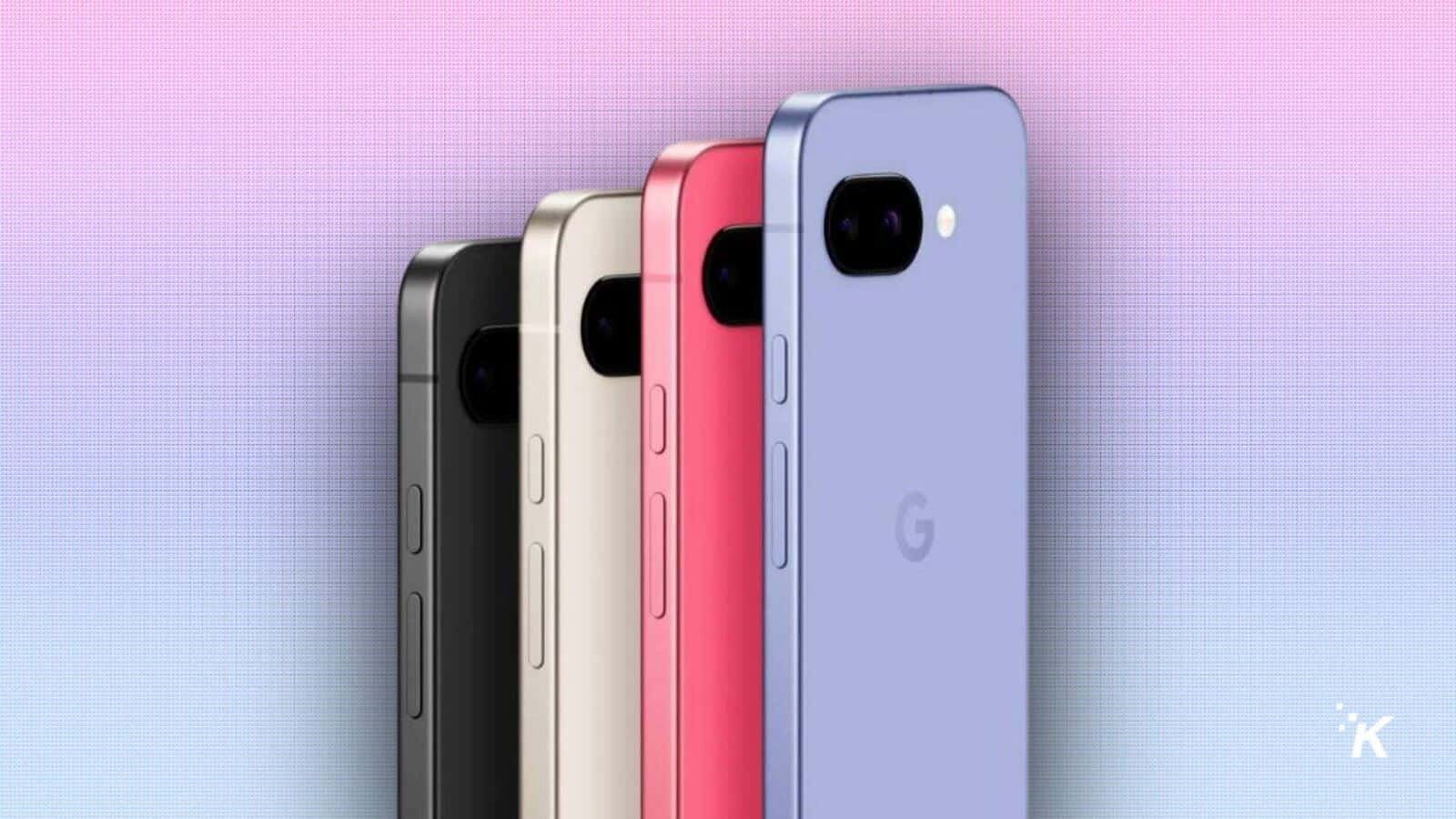 Colorful smartphones lineup on gradient background