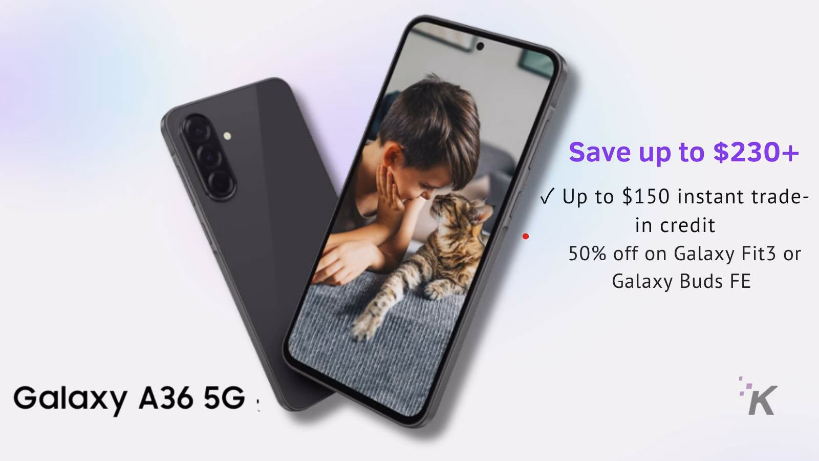 Galaxy A36 5G promotion with trade-in credits.