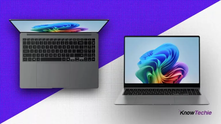 Two laptops with colorful screen displays.