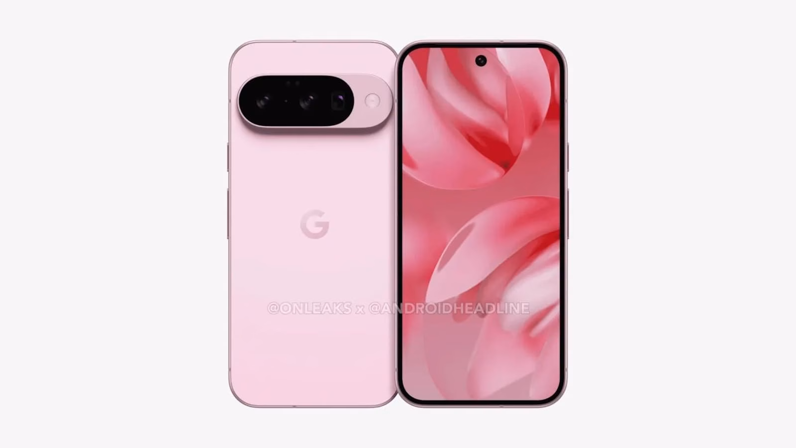 Pink smartphone front and back view