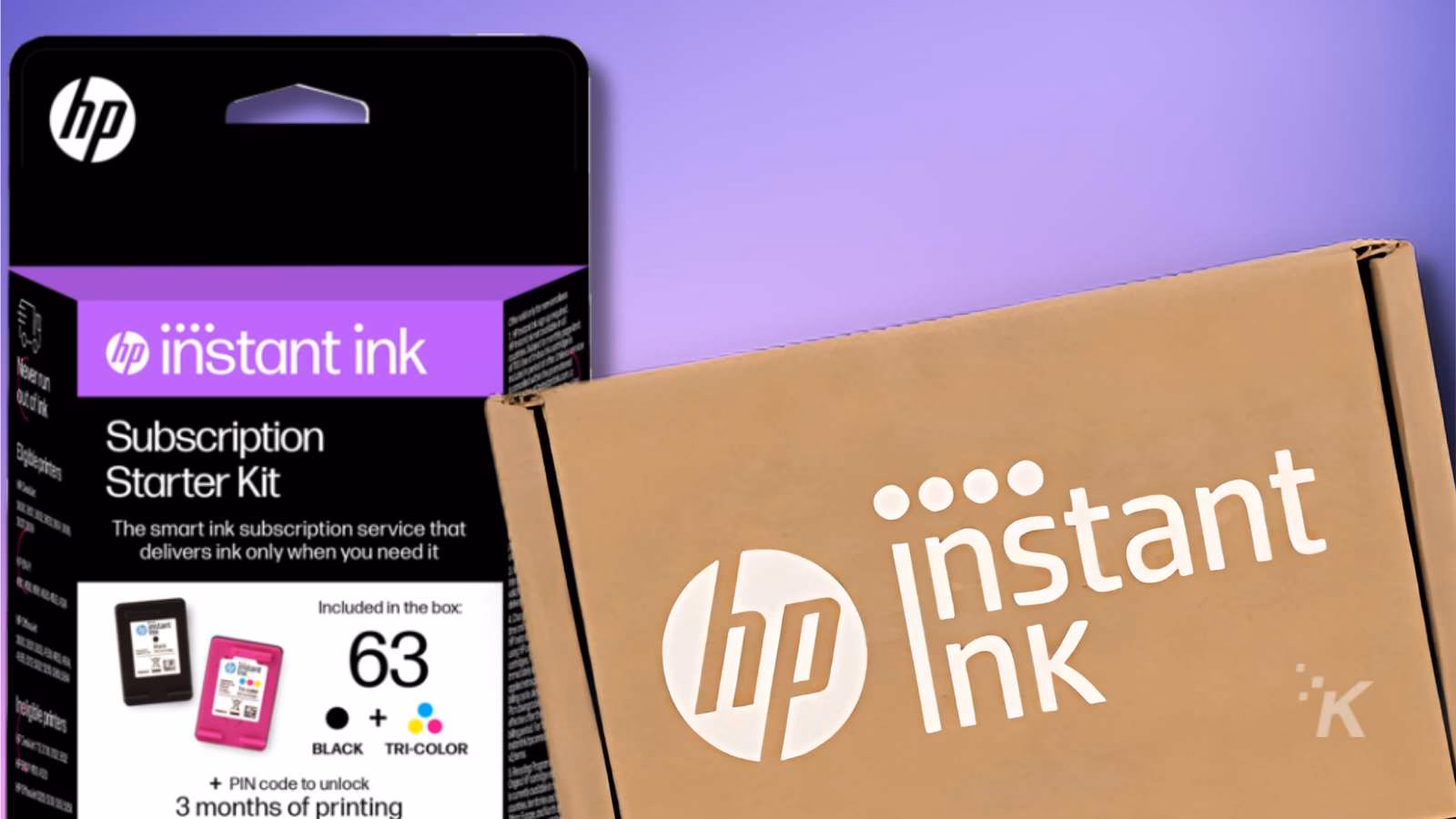 HP Instant Ink subscription starter kit packaging