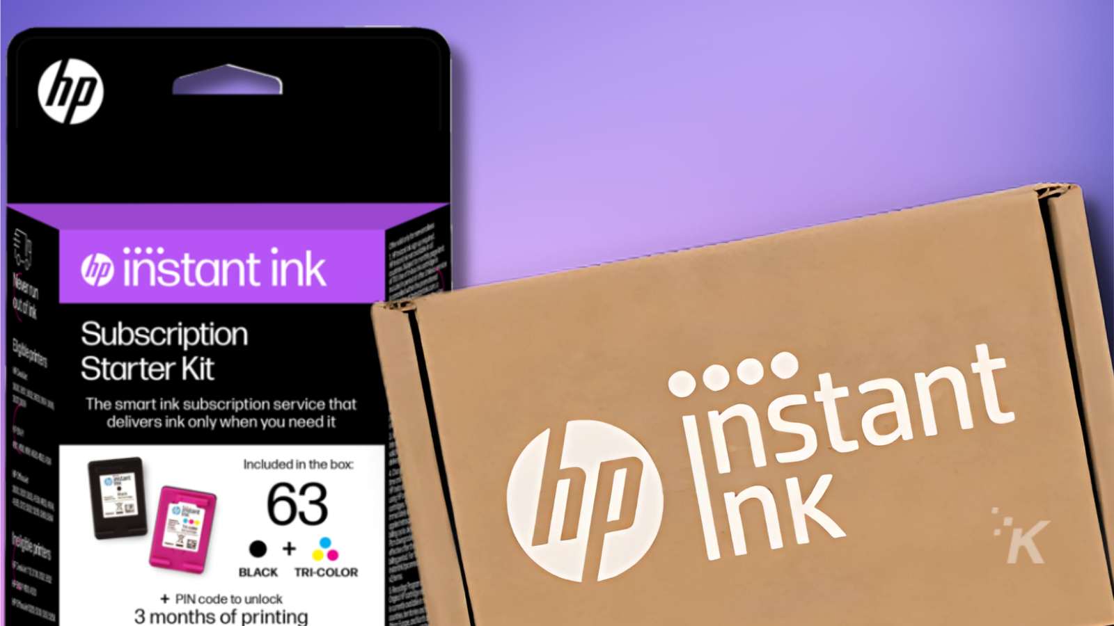 HP Instant Ink subscription starter kit packaging