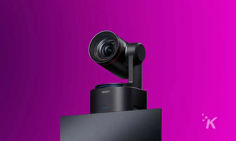 Modern webcam with purple background