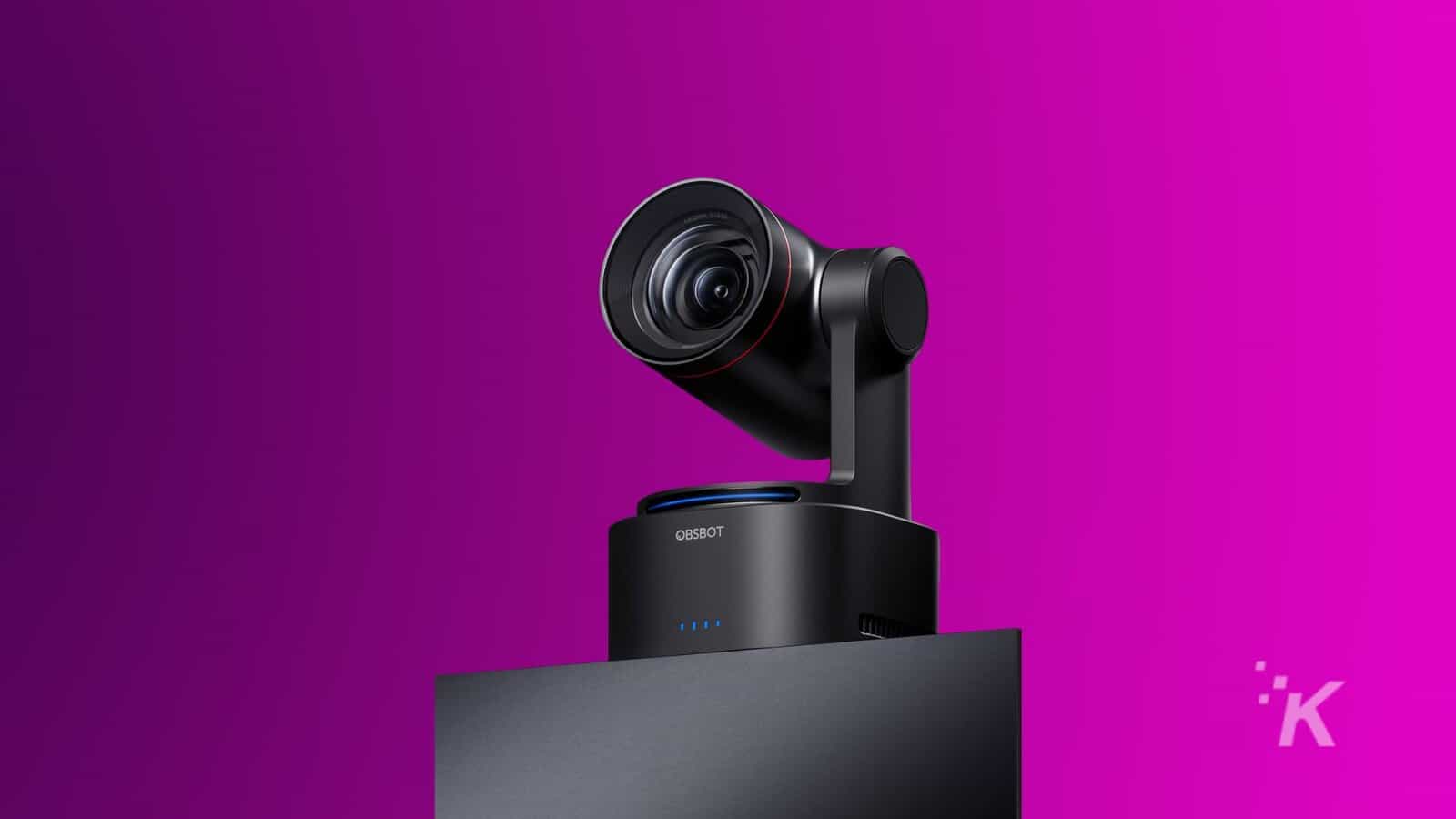 Modern webcam with purple background