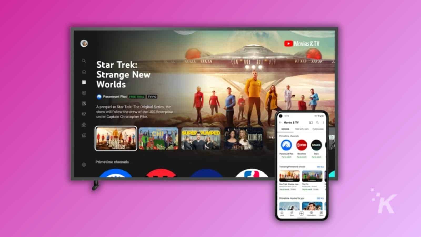 Star Trek streaming on TV and smartphone.