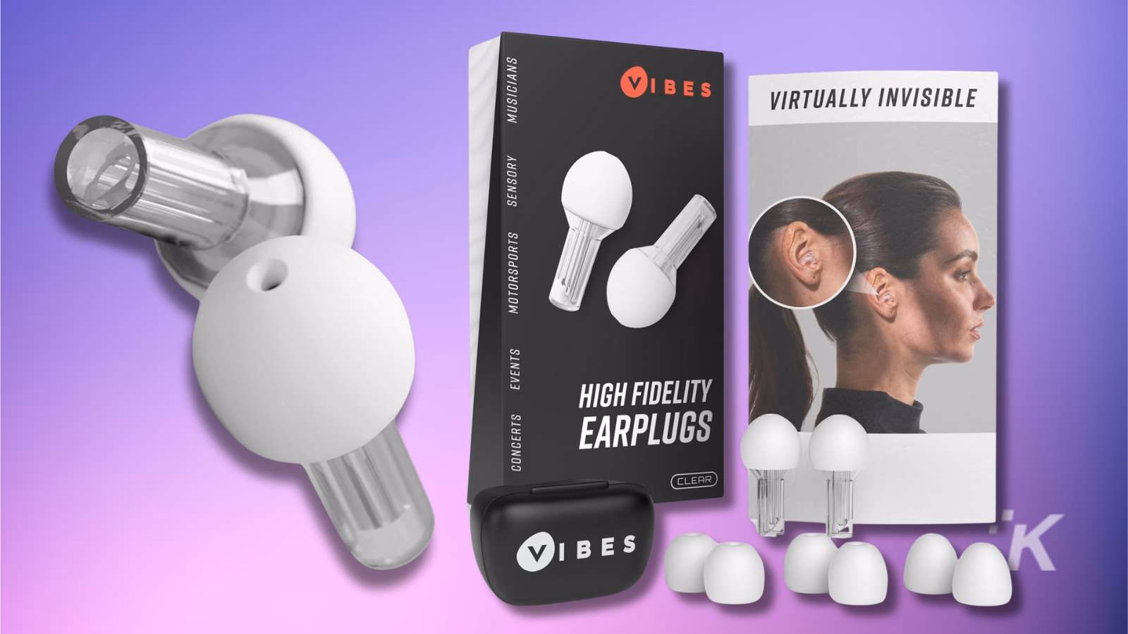 High fidelity earplugs with packaging and case
