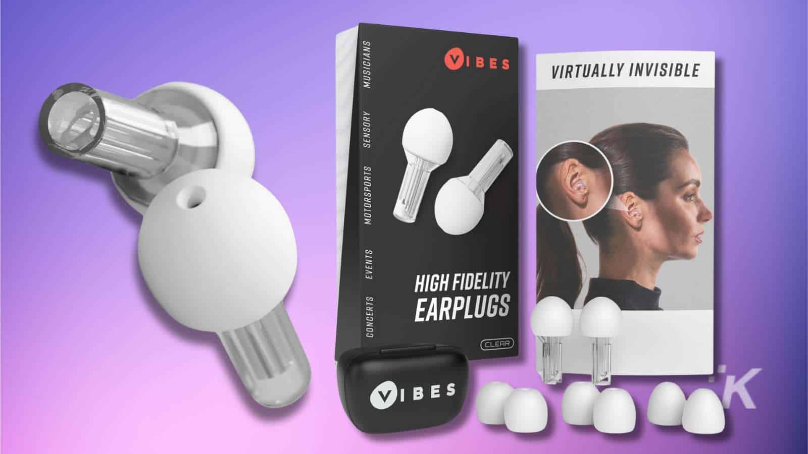 High fidelity earplugs with packaging and case