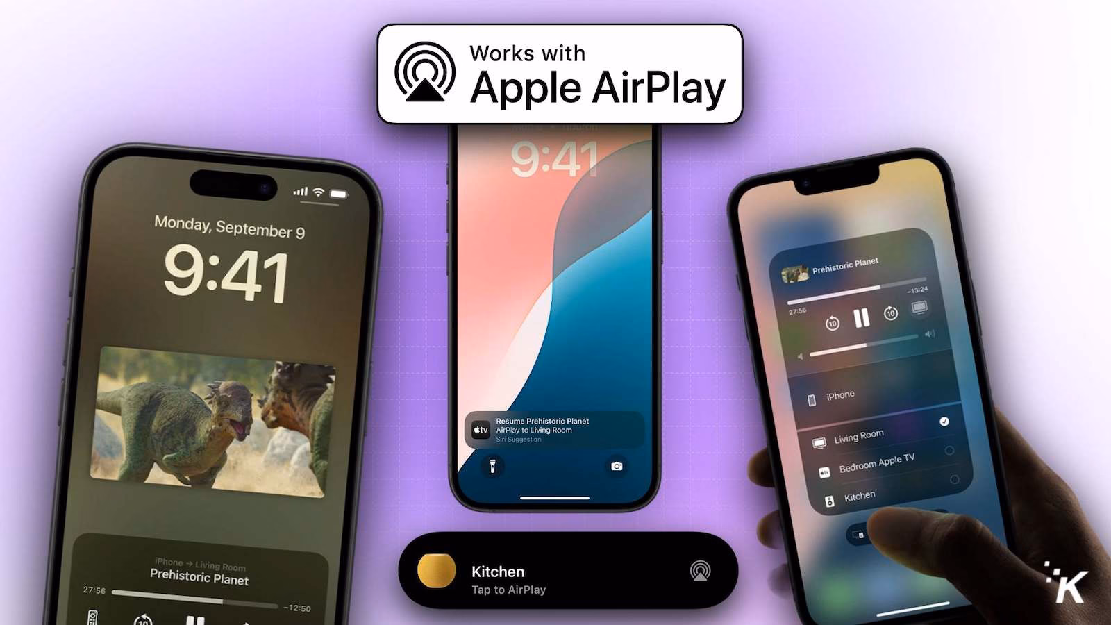 Apple AirPlay on iPhones with media control interface.