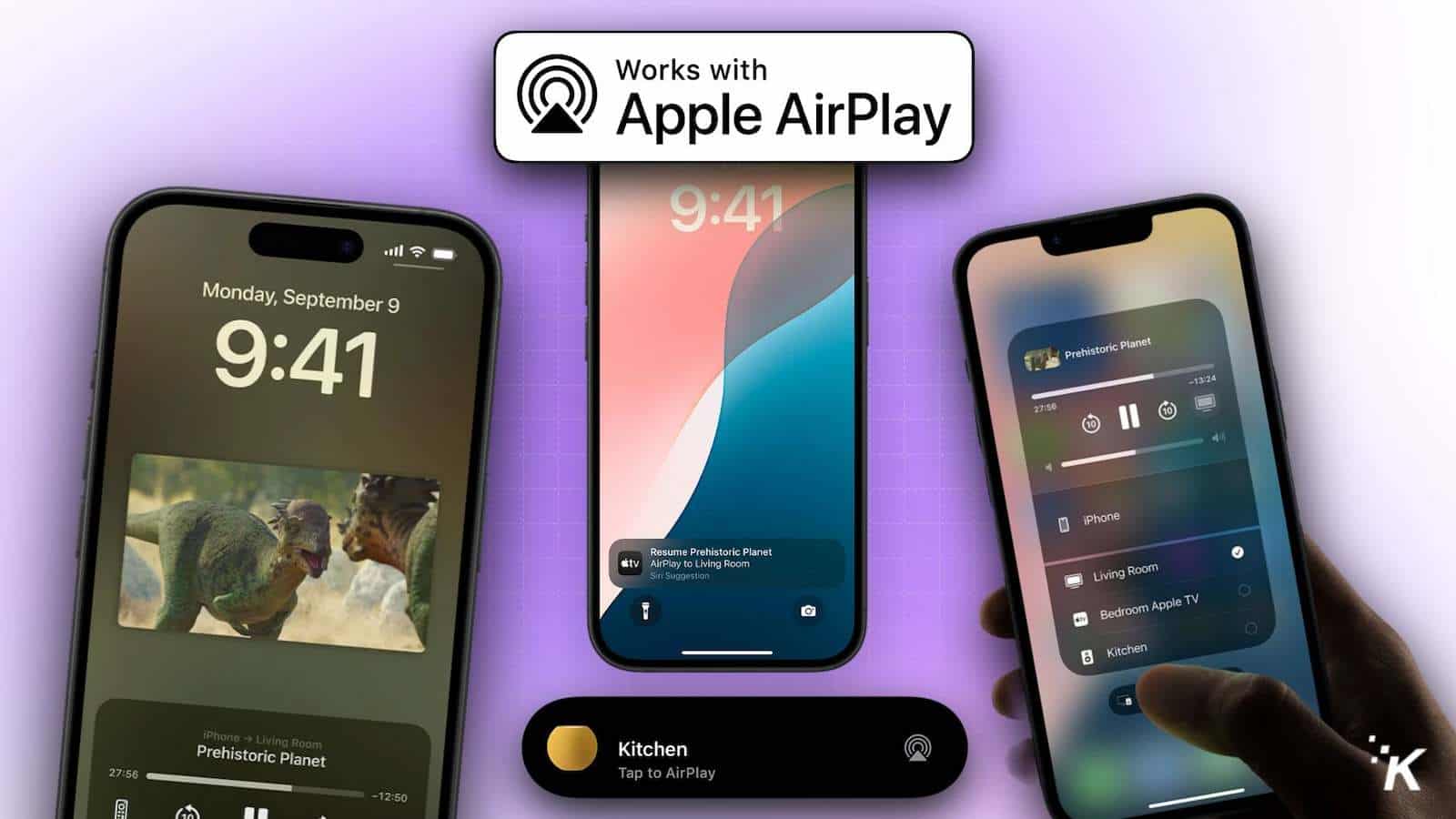 Apple AirPlay on iPhones with media control interface.