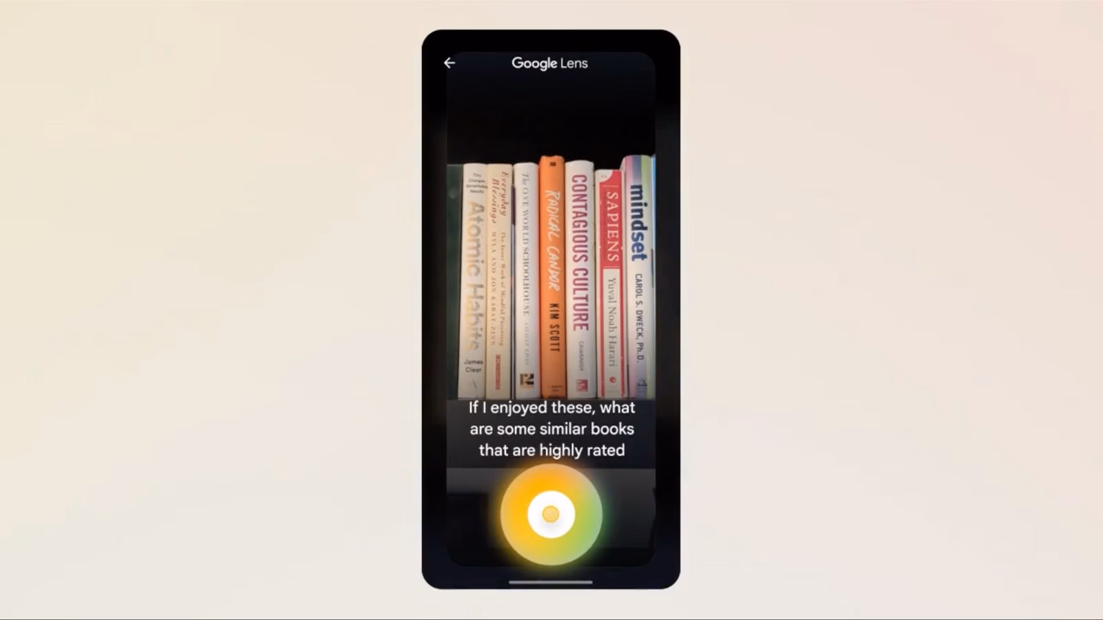 Smartphone scanning books with Google Lens app