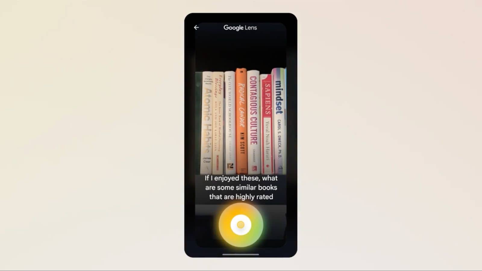 Smartphone scanning books with Google Lens app