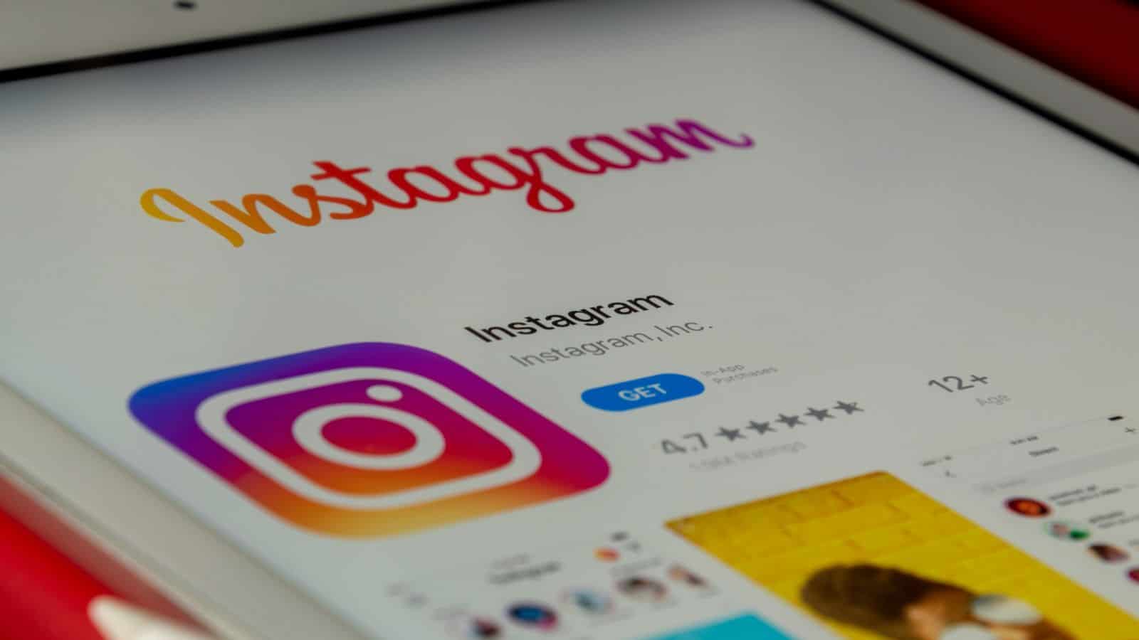 Instagram app on tablet screen for download