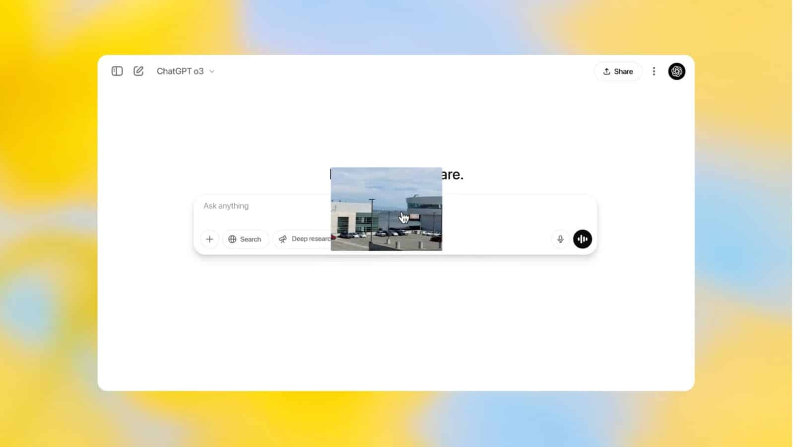 ChatGPT interface with search bar and options.