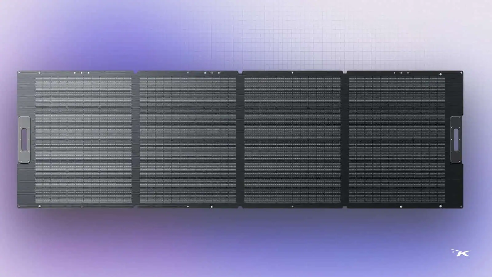 Foldable solar panel on purple gradient background