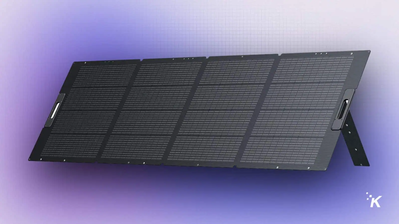 Portable solar panel on purple background