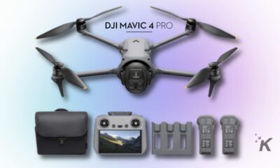 DJI Mavic 4 Pro drone with accessories displayed.