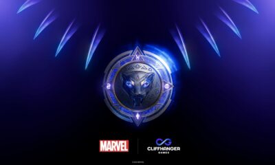 Black Panther symbol with Marvel, Cliffhanger Games logos