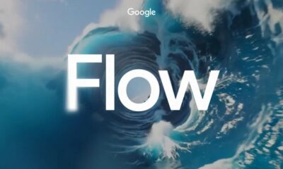 Google Flow on swirling water background