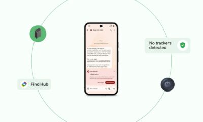 Smartphone displaying scam detection message.