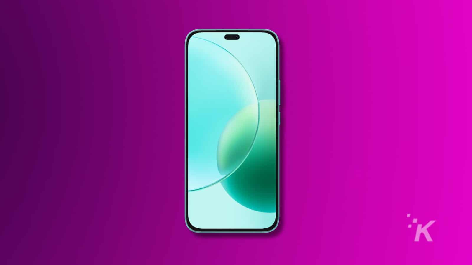 Modern smartphone with gradient pink background