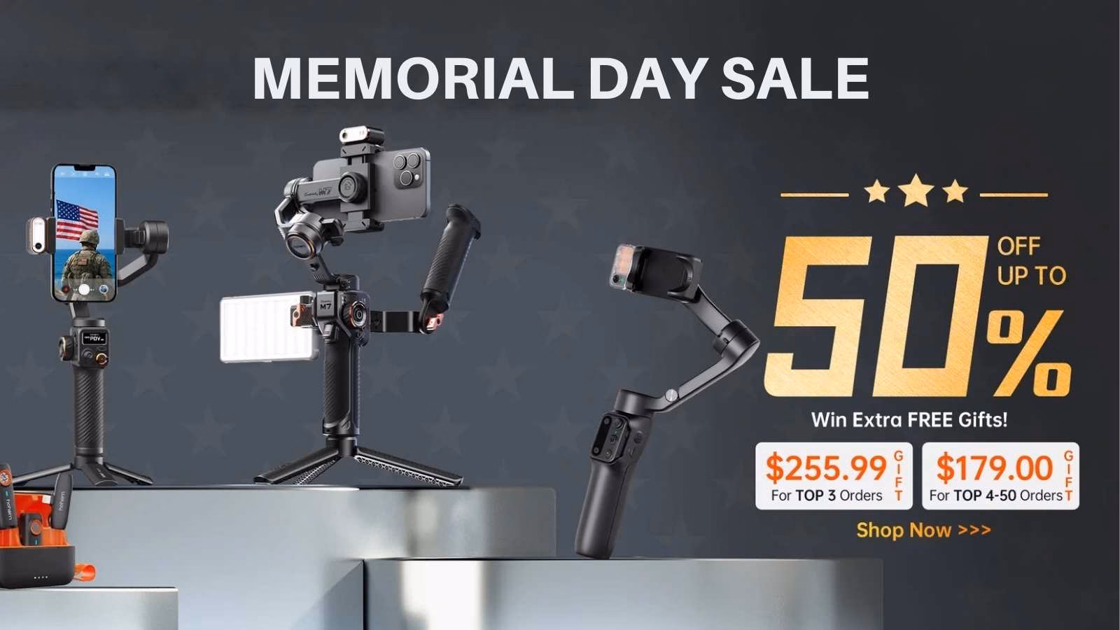 Memorial Day Sale, gimbals up to 50% off.