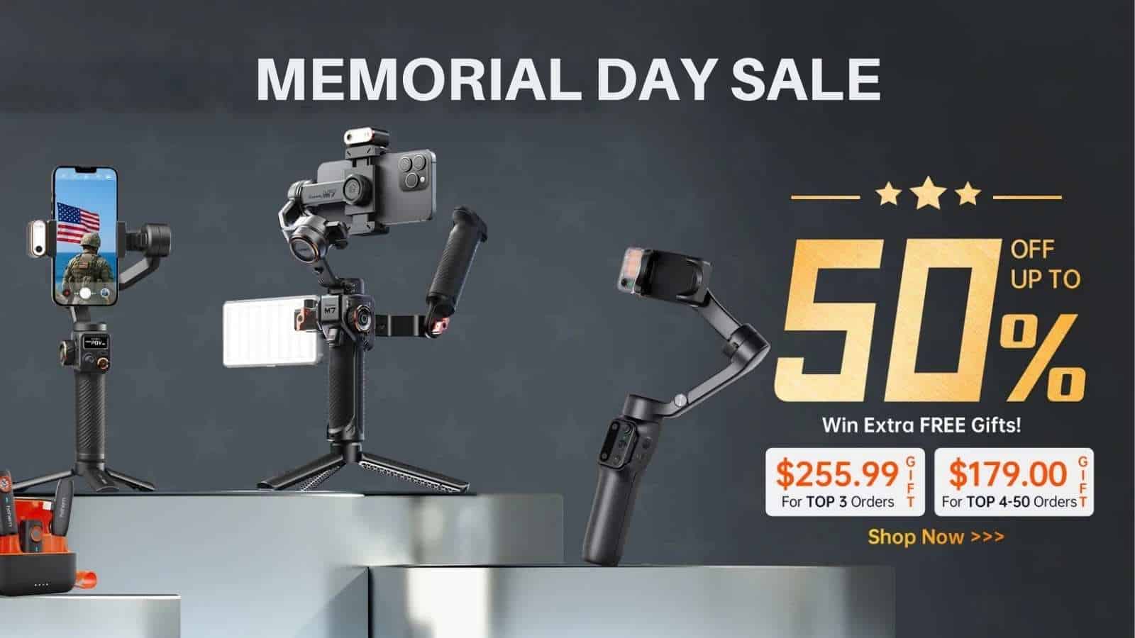 Memorial Day Sale, gimbals up to 50% off.