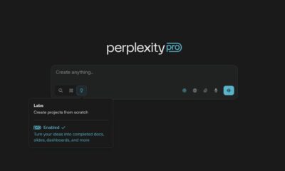 Perplexity Pro interface with Labs feature enabled.