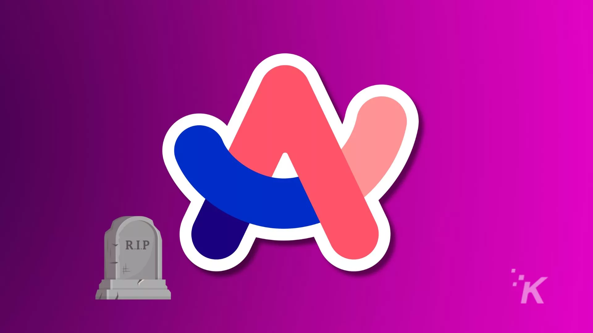 Colorful abstract logo with a tombstone.