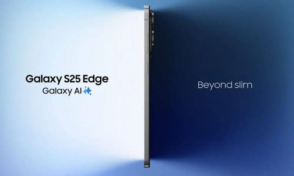 Galaxy S25 Edge smartphone, sleek and slim design.