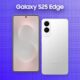 Galaxy S25 Edge smartphone on purple background