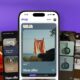 Mobile shopping app with various product offers displayed.