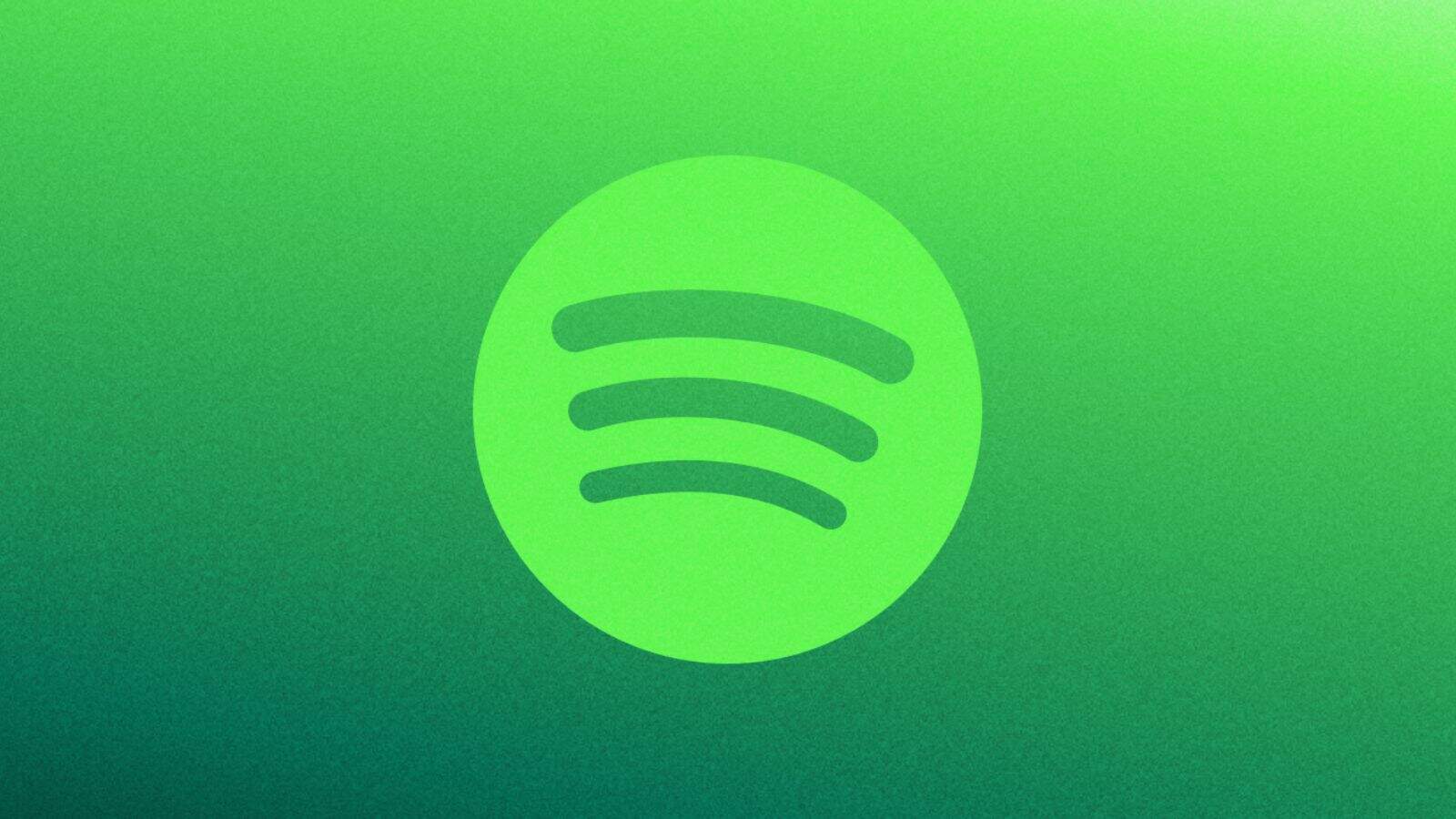 Green Spotify logo on a gradient background.