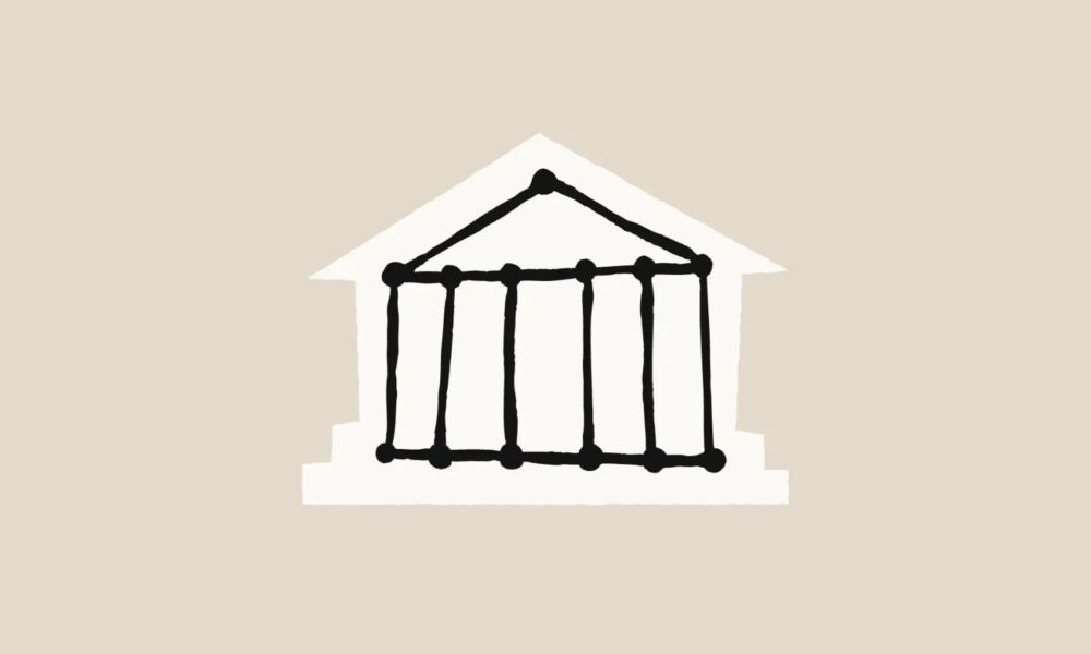 Simple drawing of a temple building.