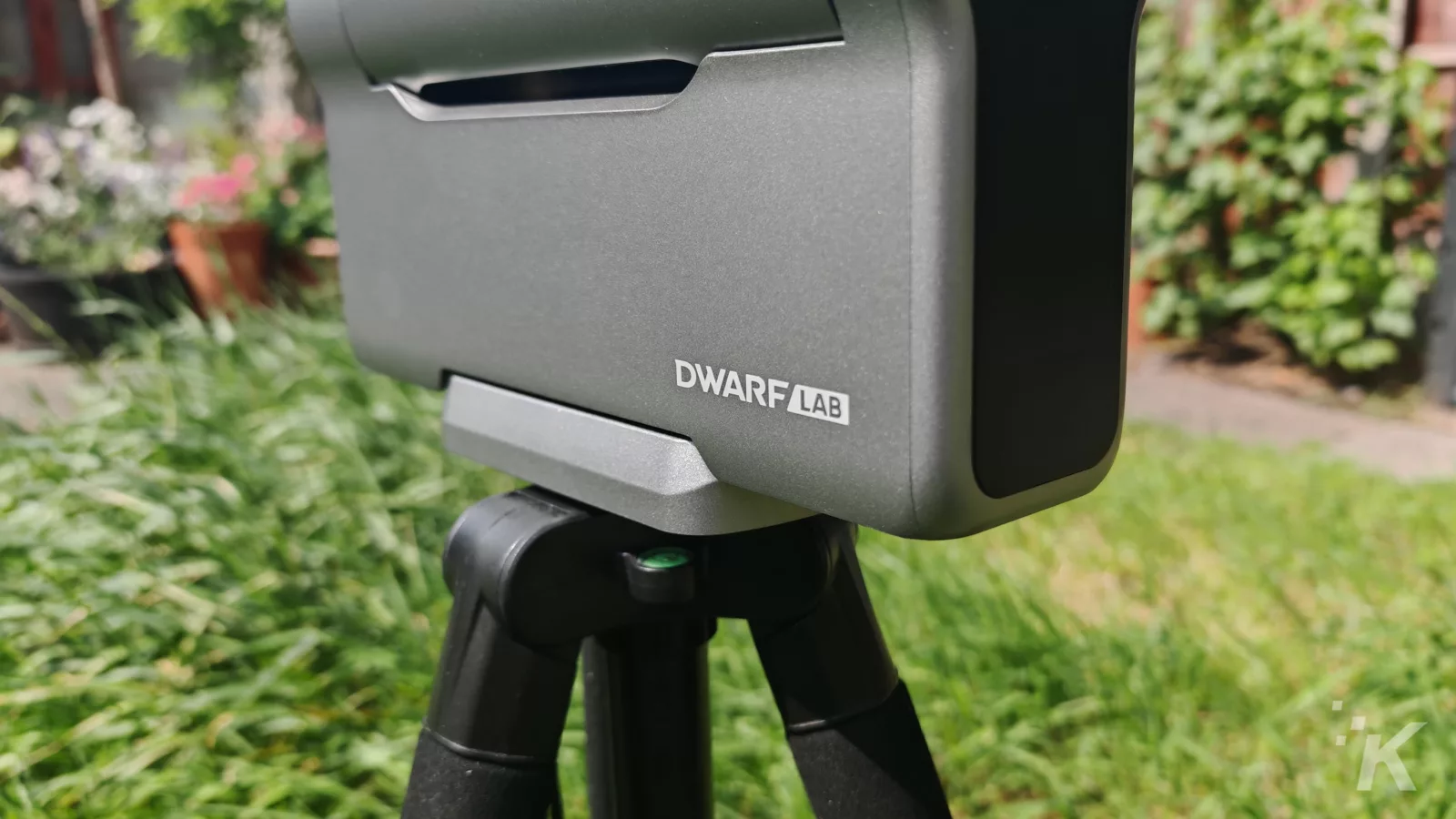 Dwarf Lab telescope camera on tripod outdoors