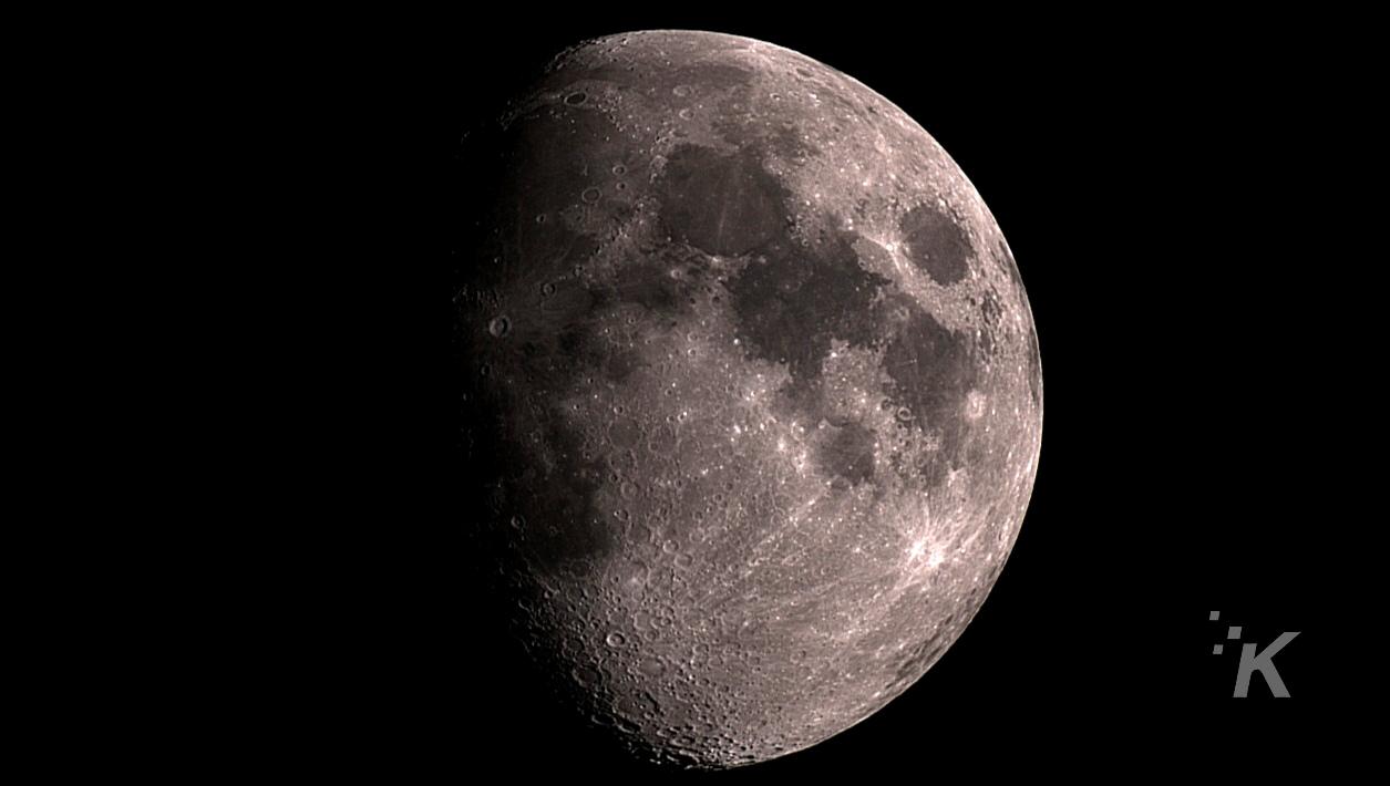 Detailed half moon with craters visible