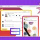 Social media schedule interface with decorative design.