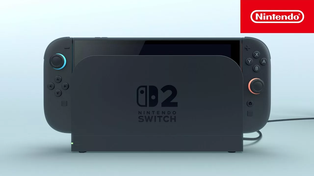 Nintendo Switch 2 console with Joy-Con controllers.