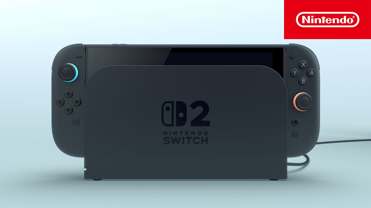 Nintendo Switch 2 console with Joy-Con controllers.