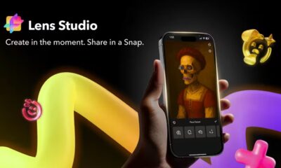 Lens Studio app showcasing creative effects on phone.