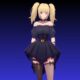 Anime character in black dress with pigtails.