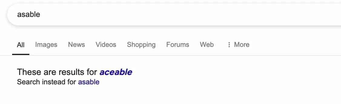 Google search results for asable.