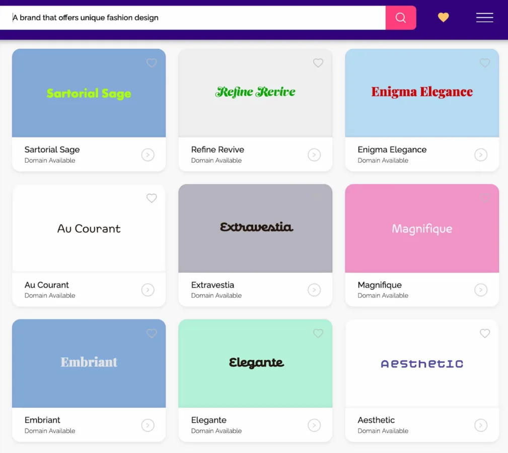 Brand names available for unique fashion design domains.