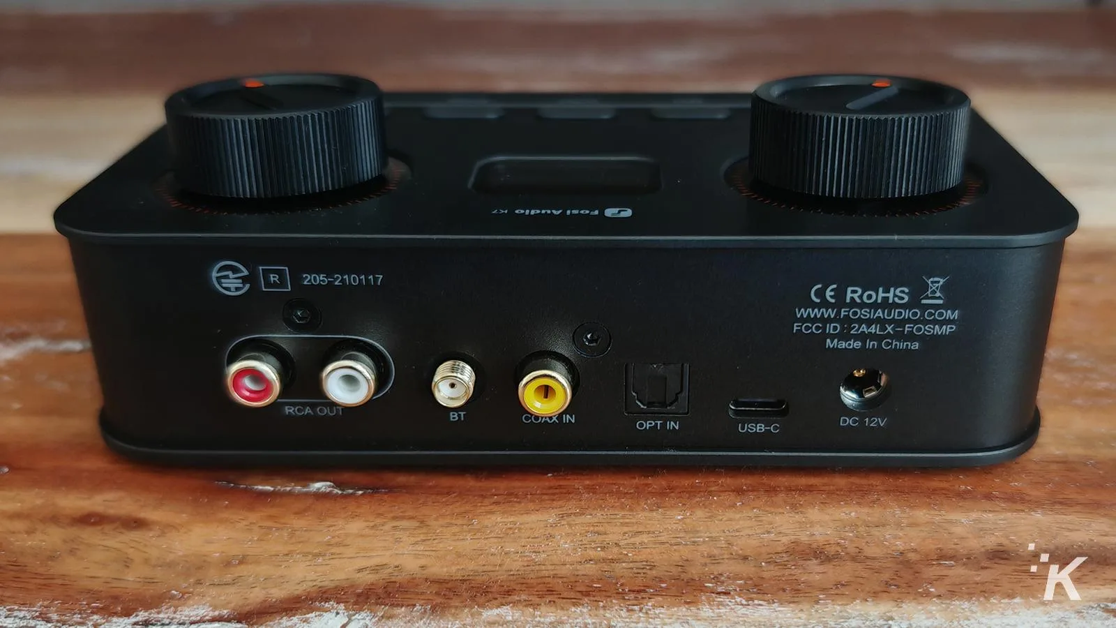 Fosi Audio K7 DAC/amp inputs back panel