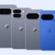 Lineup of four Google smartphones in different sizes.