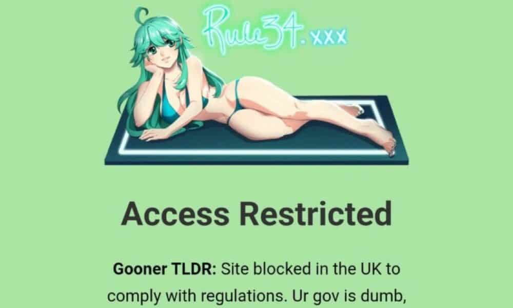 Anime character lying above access restricted message.