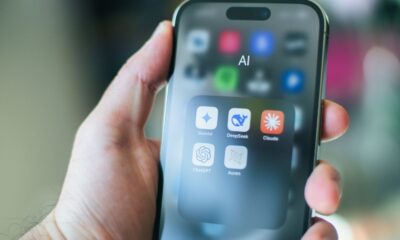Smartphone showing AI application icons on screen.