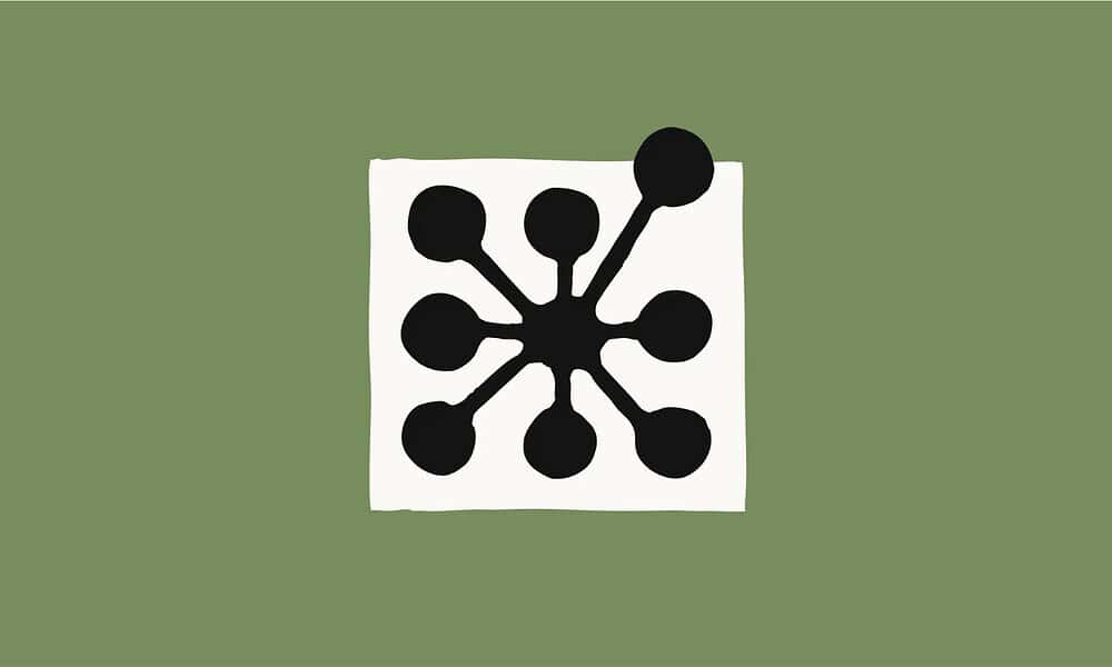 Green background with black abstract design