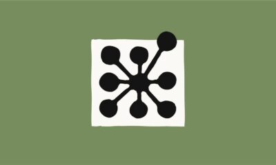 Green background with black abstract design