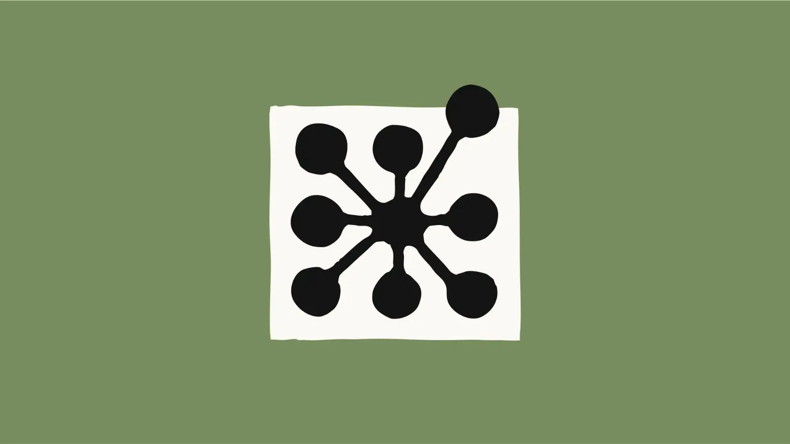Green background with black abstract design