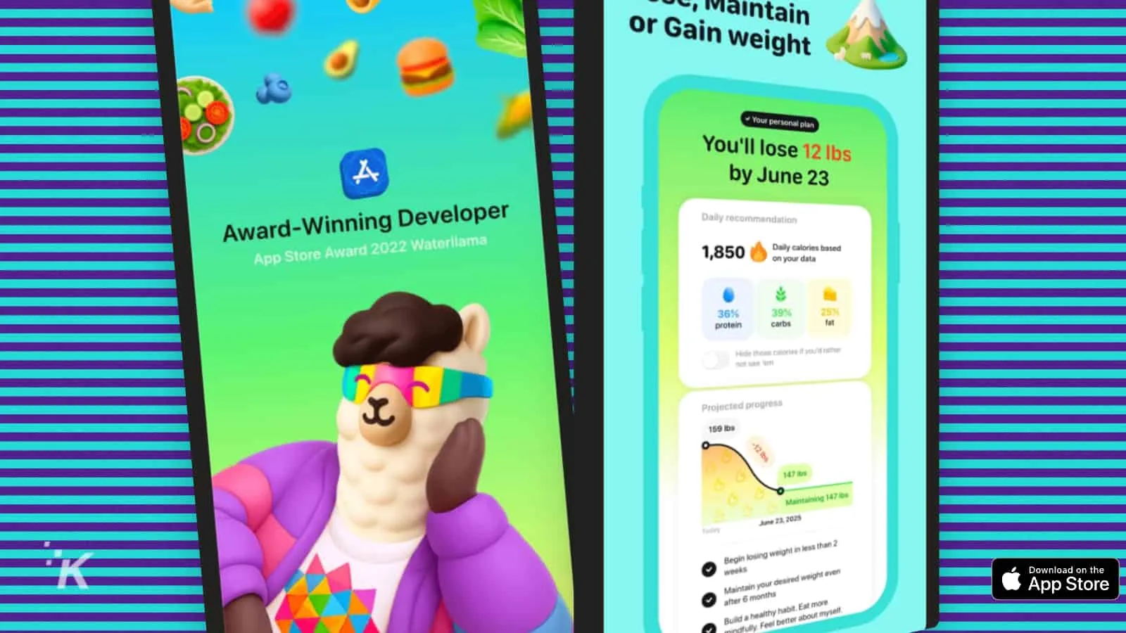 Award-winning weight management app advertisement